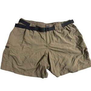 Columbia Sandy River Cargo Short OmniShade Womens Size L Tan Belted EUC